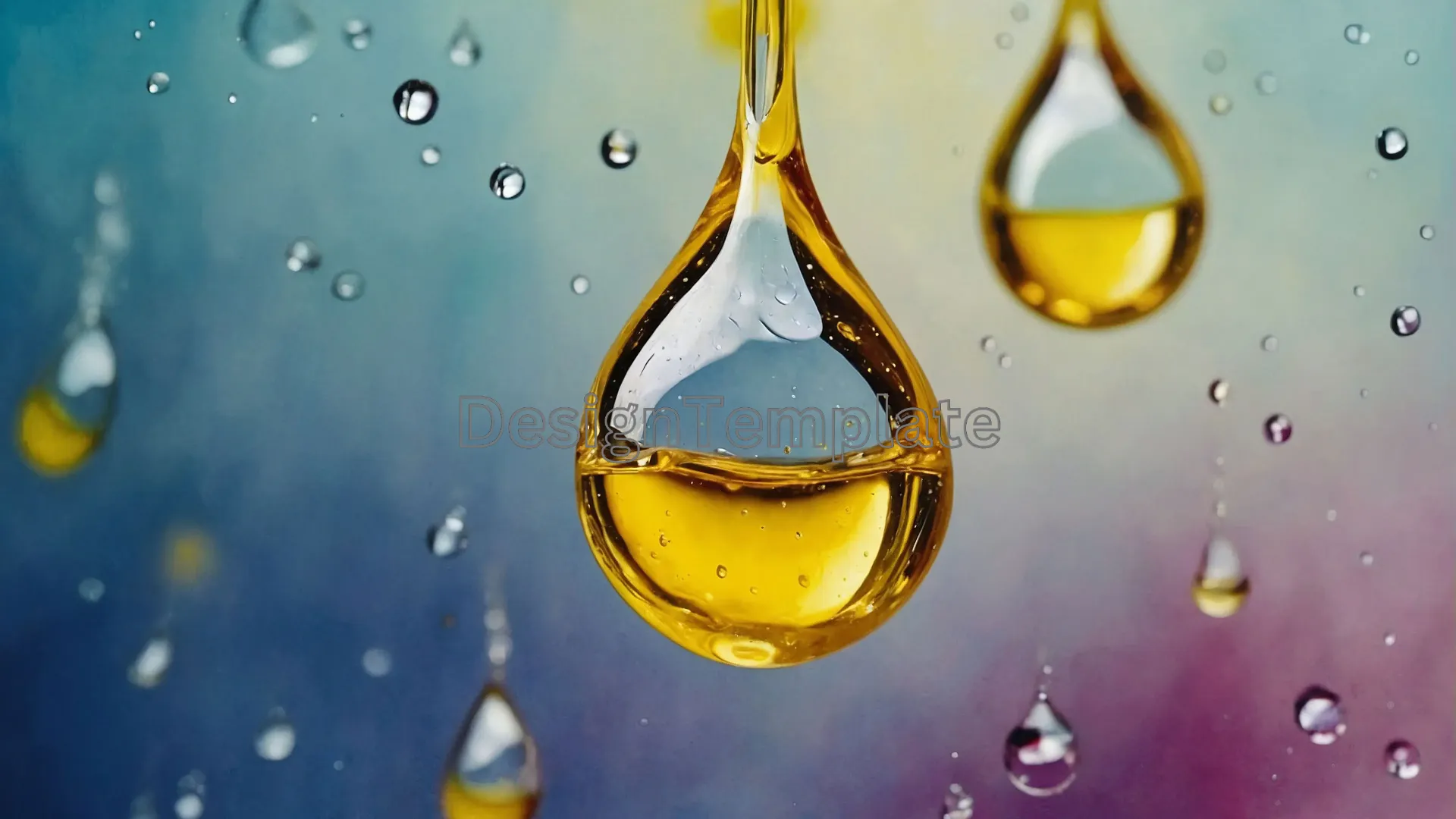 High-Quality Yellow Water Drop Texture Image